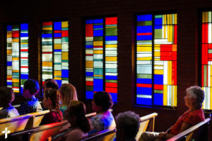 Bernice Ries listens during Matins at the 2014 Institute on Liturgy, Preaching and Church Music on Tuesday, July 29, 2014, at St. John Lutheran Church next to Concordia University, Nebraska, in Seward, Neb. LCMS Communications/Erik M. Lunsford